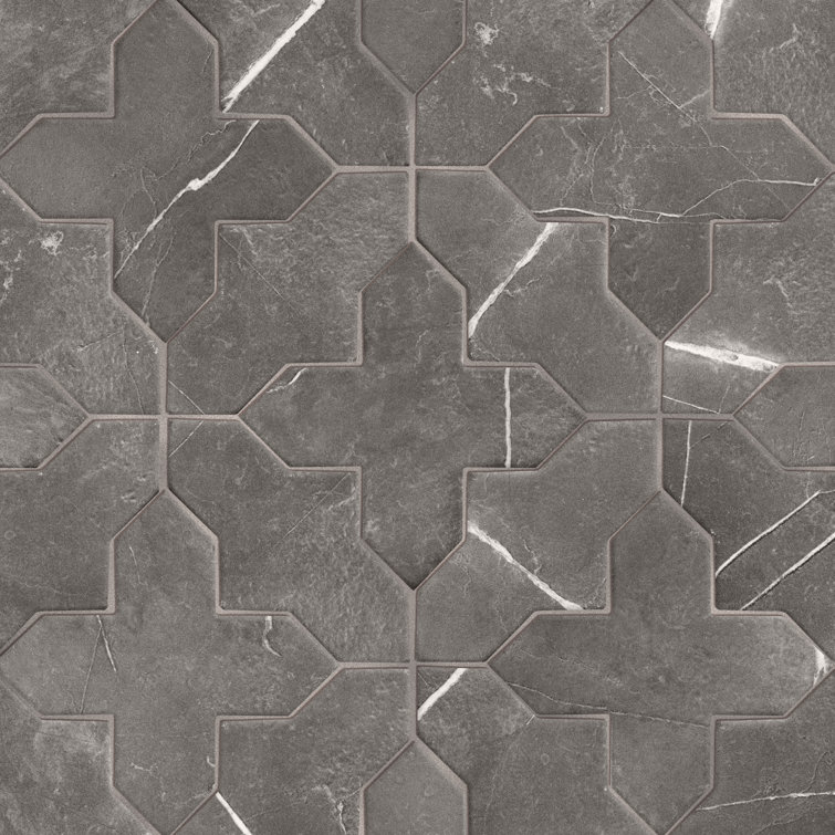 Istanbul Templar Shield With Cross 8-3/8 In. X 8-3/8 In. Porcelain Floor And Wall Tile Kit