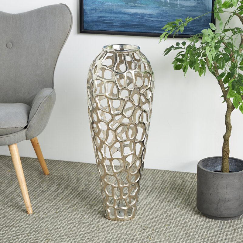 Vase Bodo, Argent, H 33 po x l 12 po x P 12 po