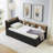 Velvet Upholstered Storage Daybed Frame with Wireless Charging,Pop-Up Trundle & LED Lights-1737634416