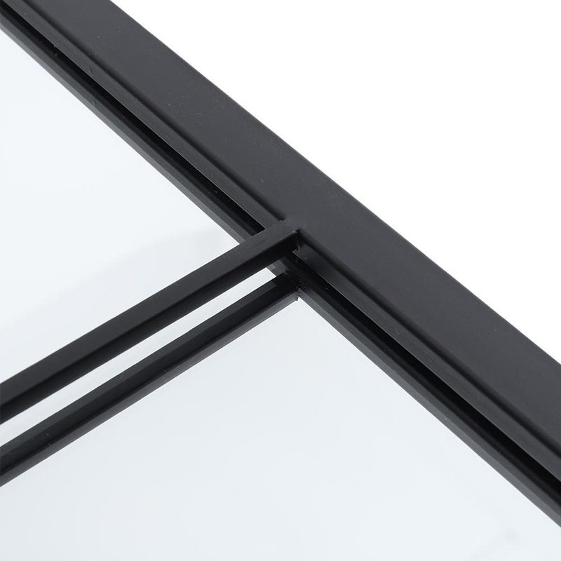 Vasilis Flat Iron Framed Wall Mounted Accent Mirror, Black