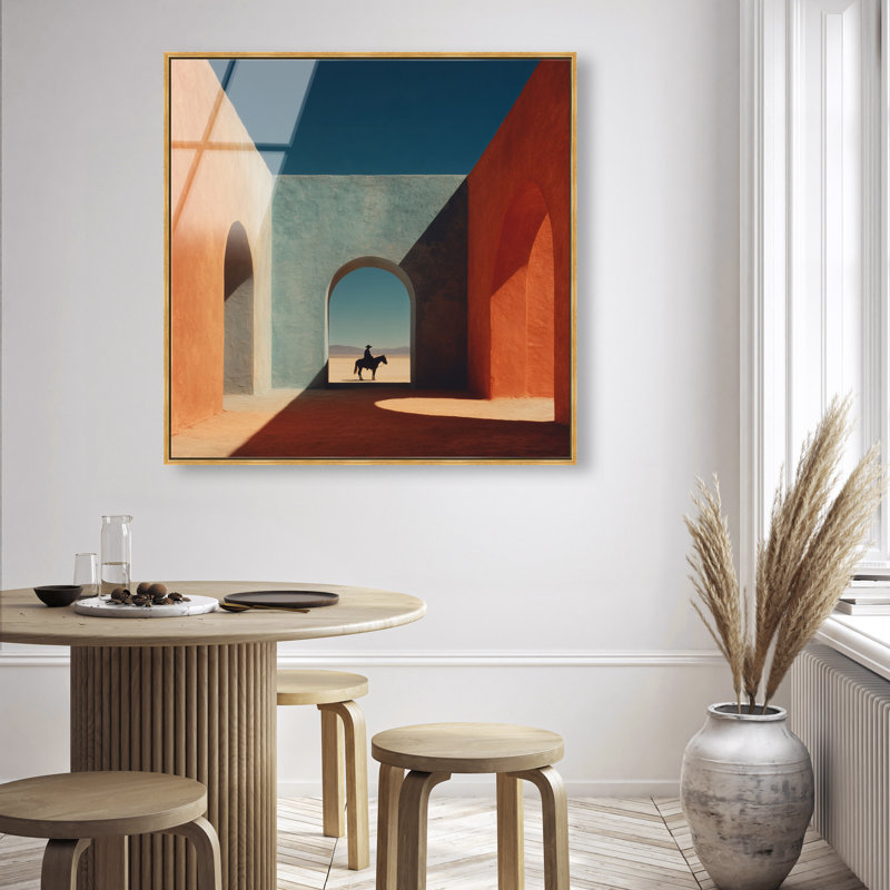 Cobalt Frontier Print by Oliver Gal, 41"H x 41"W, Gold Floater Frame