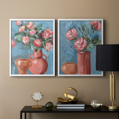 Impression encadrée Rosa Blooms I-Premium - prête à être accrochée - aucun clou requis - aucun clou requis