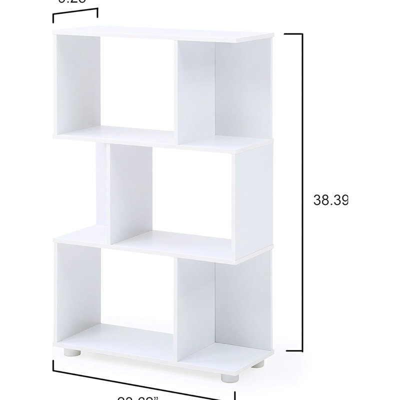 Bibliothèque blanche à 3 tablettes, idéale pour ranger des appareils électroniques, des livres et des décorations, bibliothèque américaine en bois, 24,09 po de profondeur, 38,03 po de hauteur, 9,02 de largeur, facile à assembler, largeur, faible entretien
