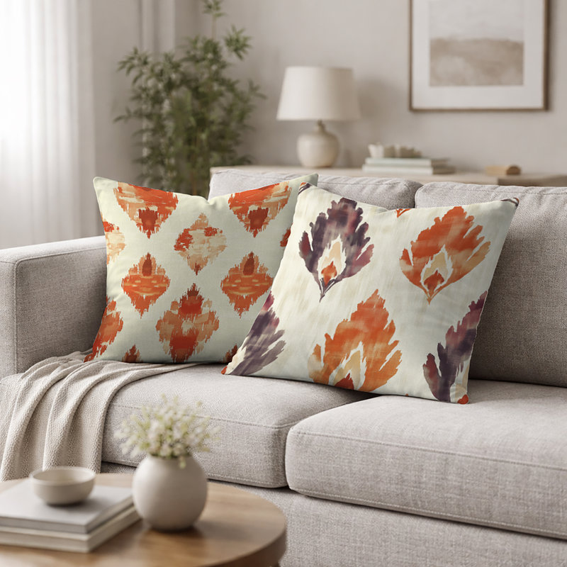 Coussin décoratif Country Farmhouse - coussin décoratif en argile orange et beige, H 20 po x l 20 po