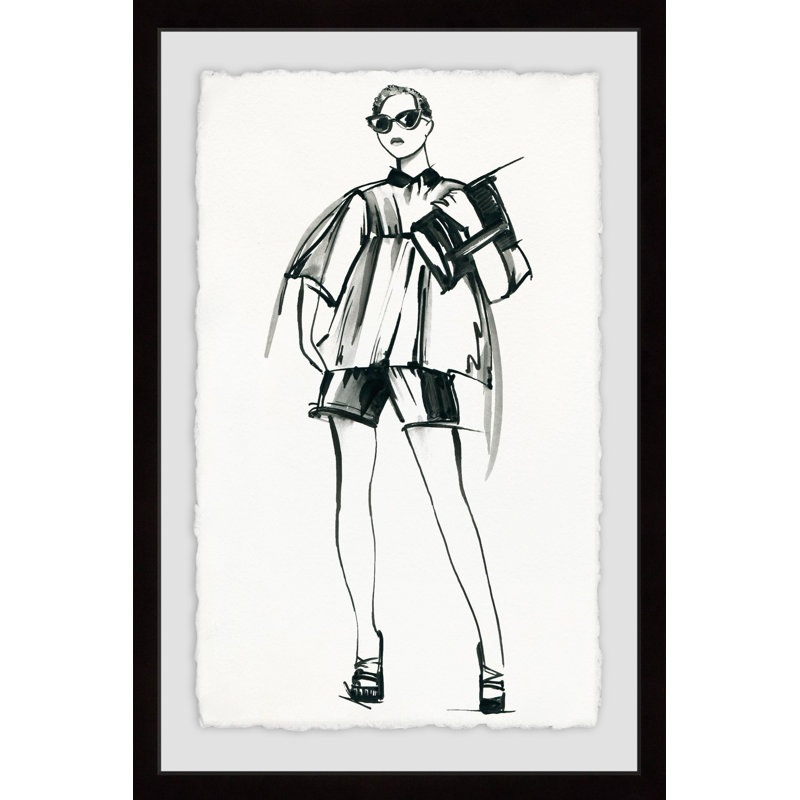 « school chic », reproduction de peinture à l’aquarelle encadrée, H 36 po x l 24 po