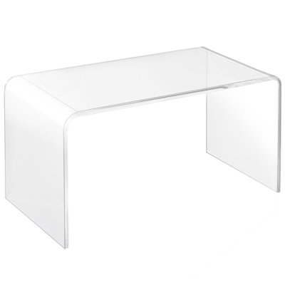 21" Long Rectangle All Acrylic 15mm Thick Waterfall Coffee Table, Clear