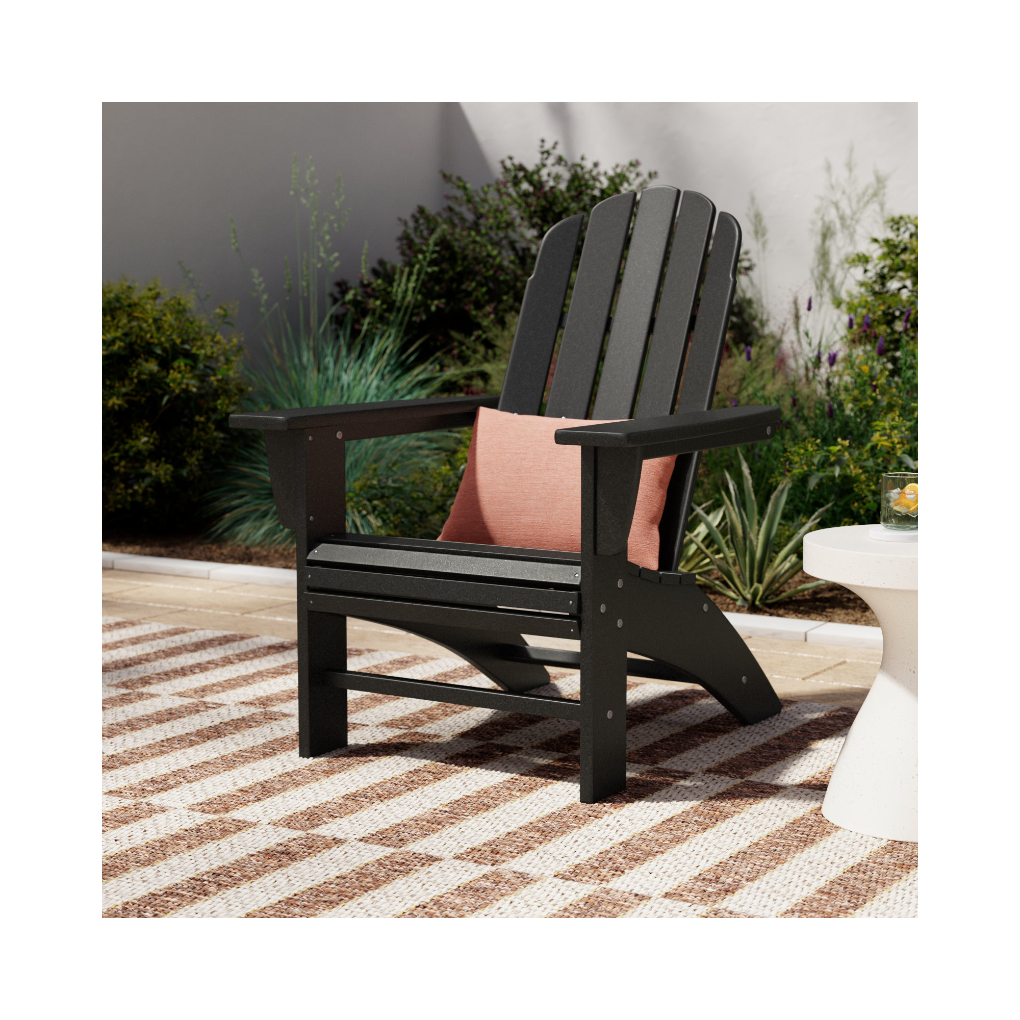 POLYWOOD Vineyard Curveback Resin Adirondack Chair, Black