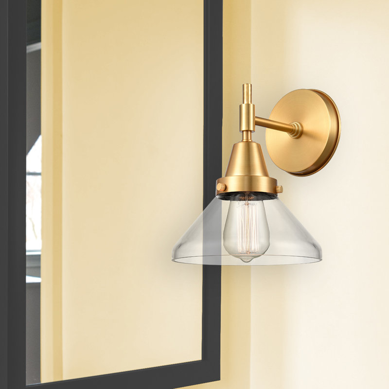 Amede Armed Sconce, Satin Gold, Clear