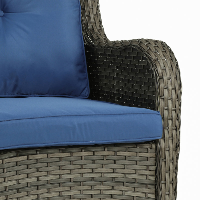 Mapleview Swivel Outdoor Lounge Chair, Navy, Gray Brown