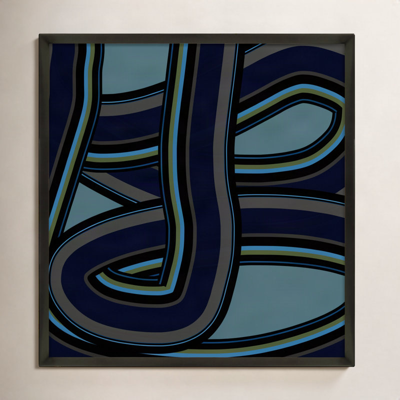 Stone Blue Twist Print by Jacques Pilon, 36" H x 36" W x 1.25" D, Black