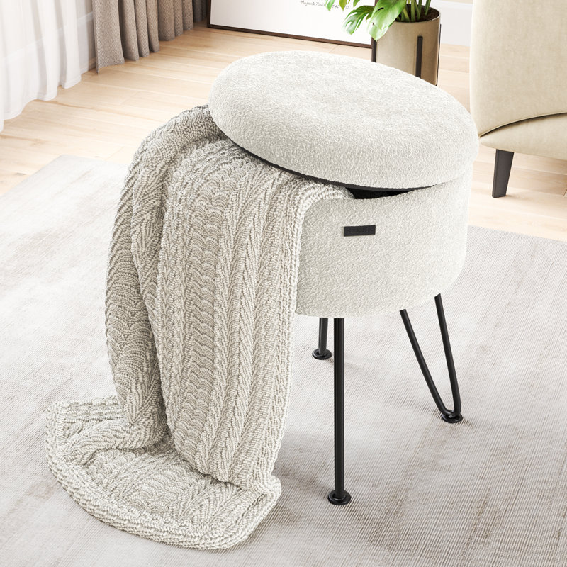 Table d'appoint moderne avec rangement, Noir, Boucle blanche 