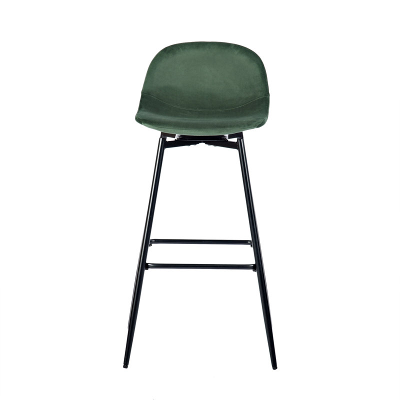 Cavan Swivel Upholstered Counter Stool with Metal Frame, Green