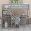 Lit mezzanine avec deux commodes, bureau et bande lumineuse-614023953