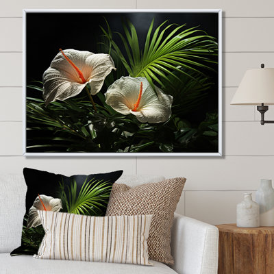 Anthurium blanc dans un salon tropical - art mural floral