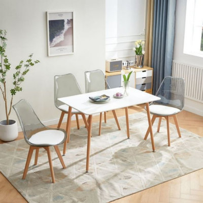 Table de salle à manger moderne pour 4 personnes, table de salle à manger avec 4 chaises