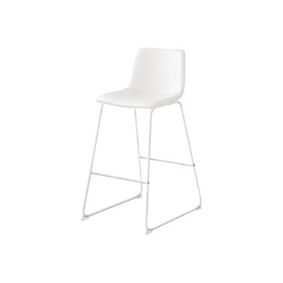 Chaise de bureau en similicuir blanc avec coussin de soutien et chaise de bar contemporaine en métal