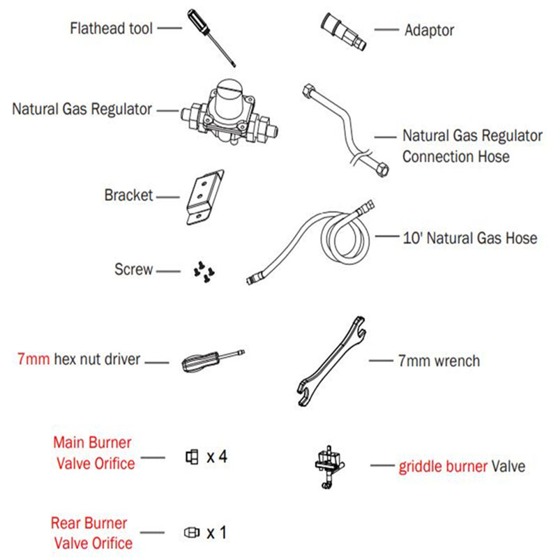Ensemble de conversion au gaz naturel pour barbecue Prokan Pro Elite