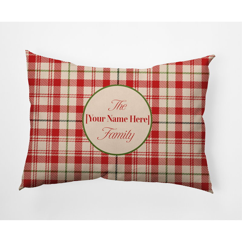 Plaid Throw Pillow, Fine Red, Yes