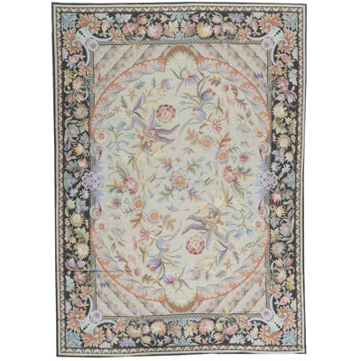 Hand-Knotted High-Quality Green and Brown Area Rug