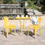 Yellow Powder-coated Iron Bistro - 3 Pc Kd Metal For Courtyard Use Outdoor Relaxation
