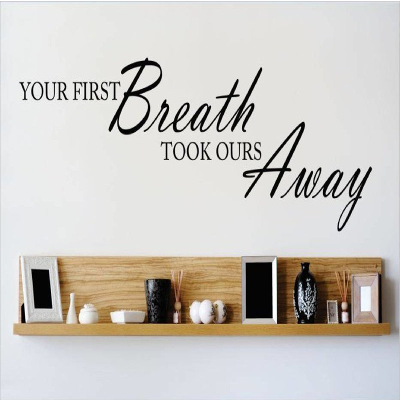 Adhésif décoratif « your first souffle a out away », H 6 po x l 20 po x P 0,16 po, Noir