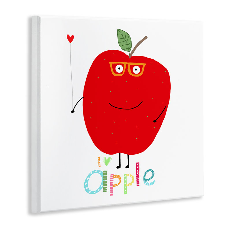 Fun Smiling Apple Wall Plaque Art by Carla Daly