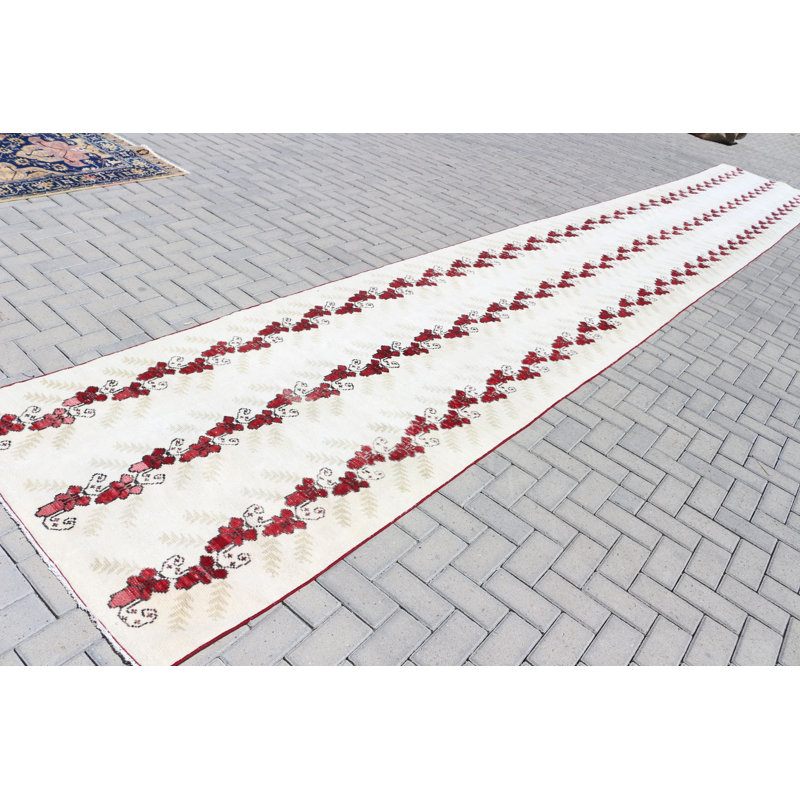 Tapis de couloir turc rétro rouge pour les couloirs et les escaliers d'origine anatolienne antique