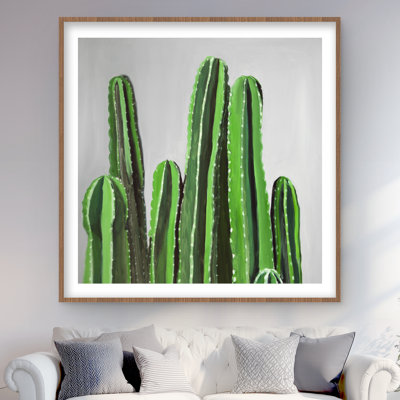 Bougies de cactus - fleurs vertes encadrées