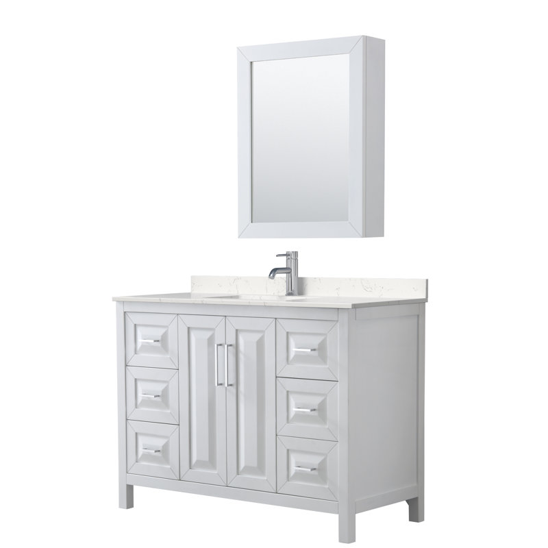 Daria 48'' W Vanity, White, Carrara Cultured Marble, Polished Chrome