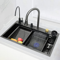 Serene Valley DDG3322R 33 in. Double Bowl Drop-In or Undermount Kitchen Sink with Thin Divider Faucet Drillings: 2 Hole