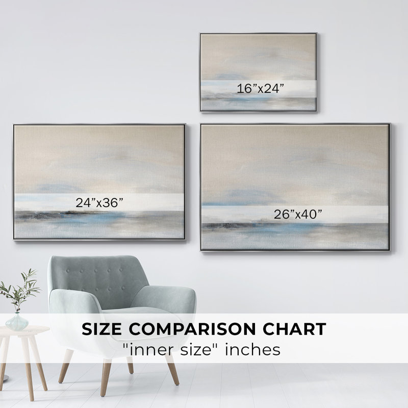 Doux distance encadrée sur toile, H 25 po x l 37 po x P 2 po, Encadrement argenté