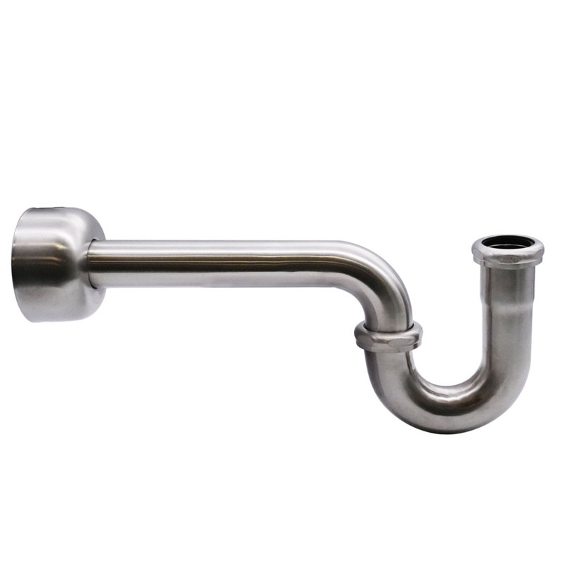 Ensemble de piédestal pour évier à piédestal avec siphon en P et poignées à angle arrondi, Nickel satiné