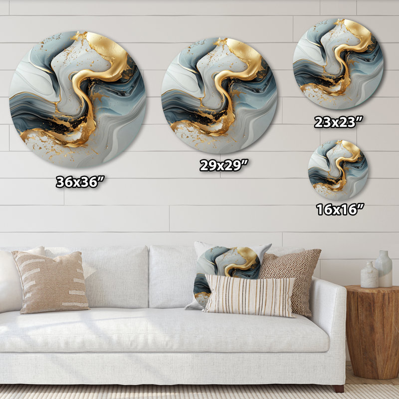 Tadeo - formes modernes, art mural rond en métal, H 23 po x l 23 po