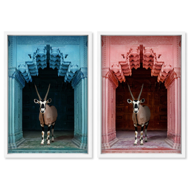Whatsup Entrance Set of 2 Animals Shadowbox by Oliver Gal, 37.5" H x 25.5" W, White