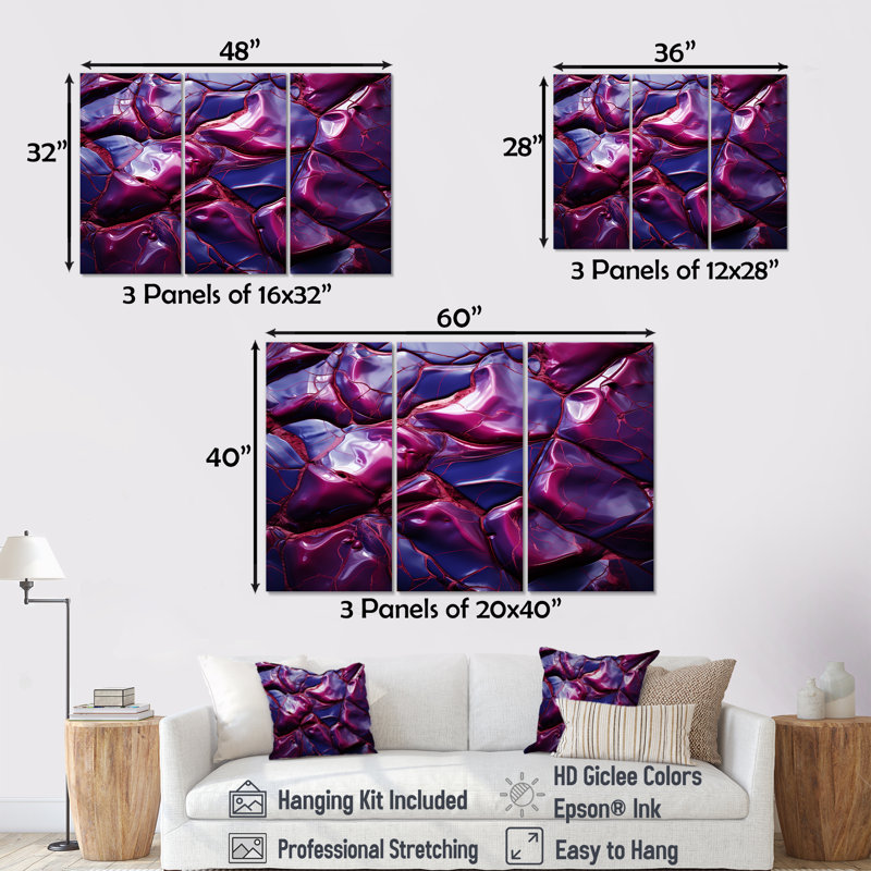Décoration murale en marbre rose et mauve Essence I - marbre, Toile tendue, H 40 po x l 61 po x P 1 po