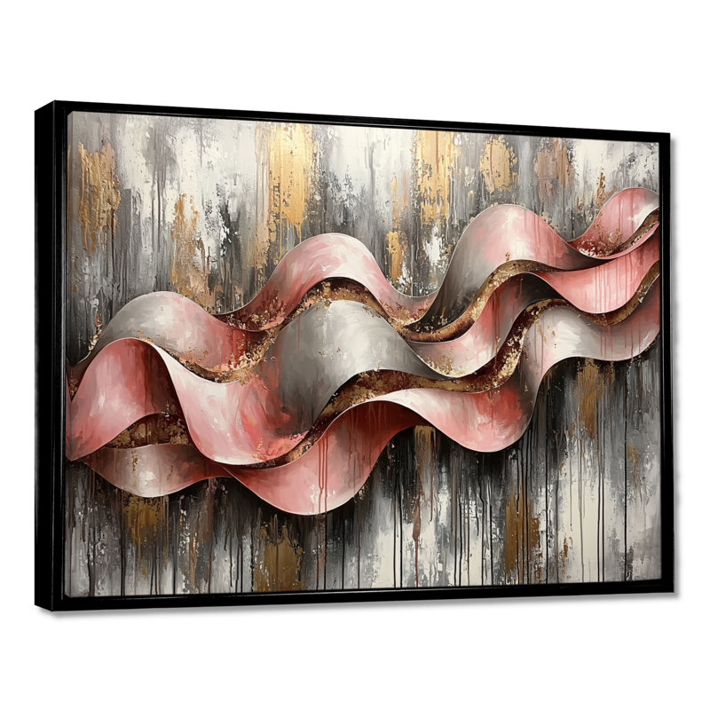 Cinétique de l'énergie des ondes optiques II - Op Art, art mural, H 12 po x l 20 po, Impression encadrée flottante, Noir