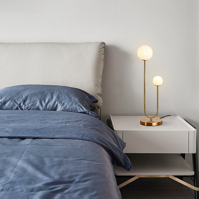 Lampe de table Mid-Century 2 lumières, Doré