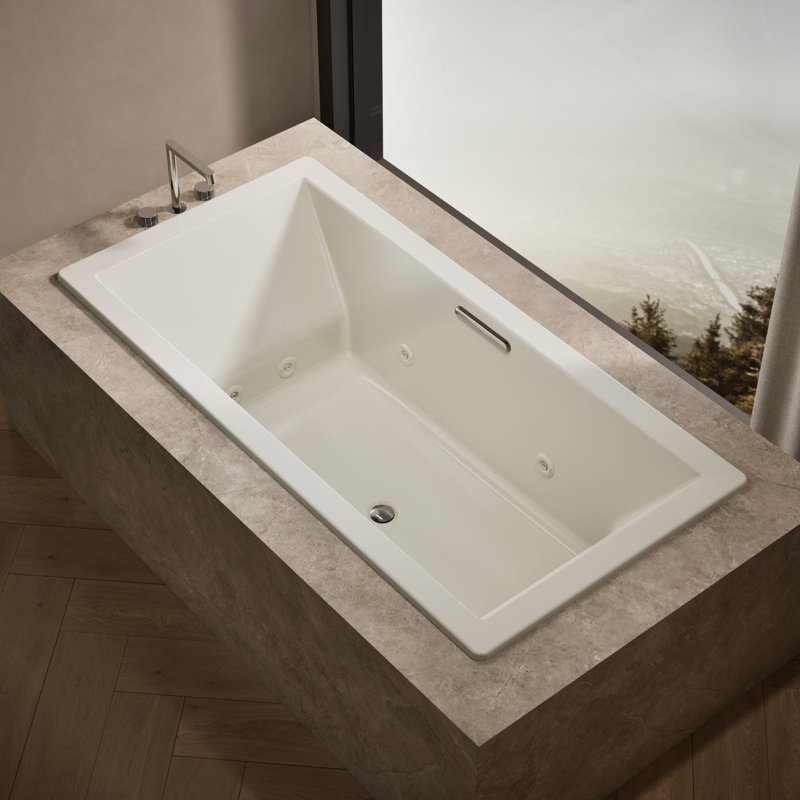 72-In x 36-In Heated Whirlpool Bath with Center Drain, Biscuit