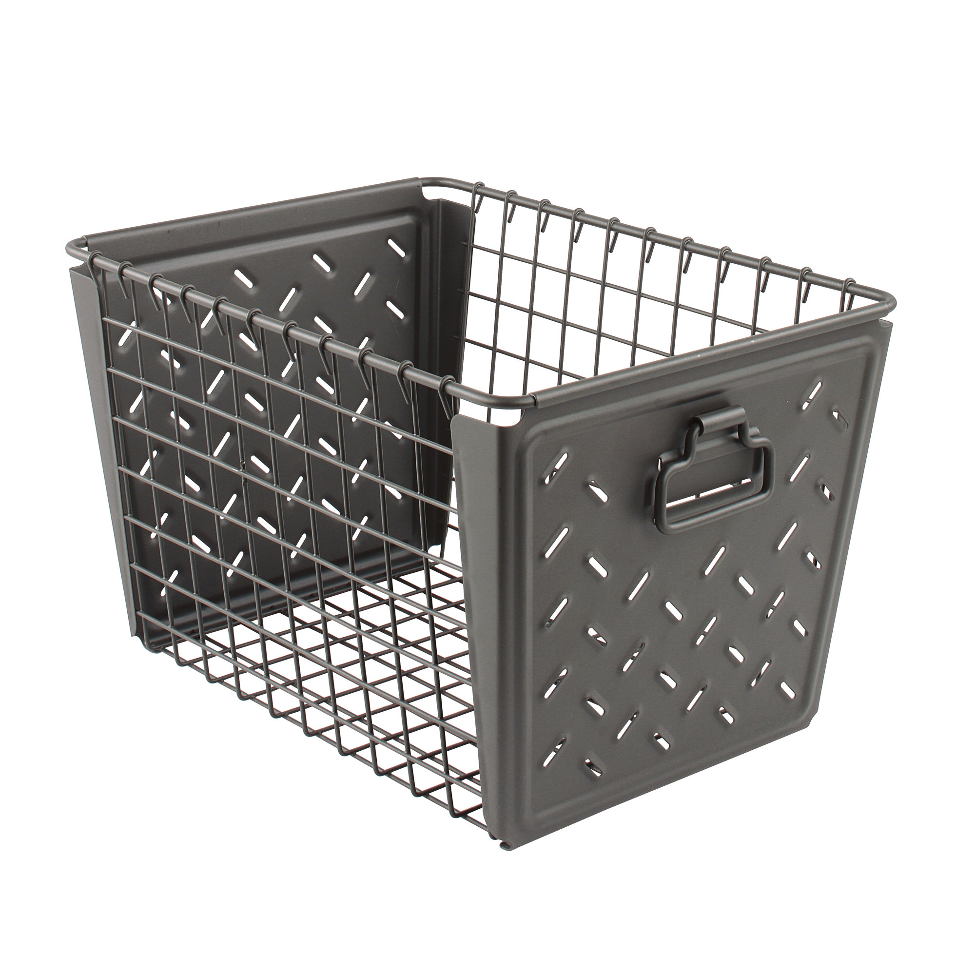 Juliana Metal Decorative Basket 1, Industrial Gray