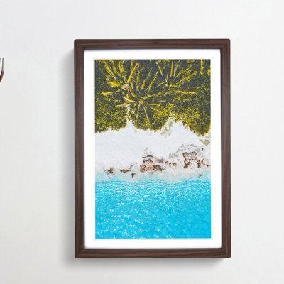 Palm Trees by the Beach in the Maldives - Picture Frame Painting Print on MDF