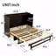 Structure de lit escamotable en bois de pin grand, rotin, rangement-440969999