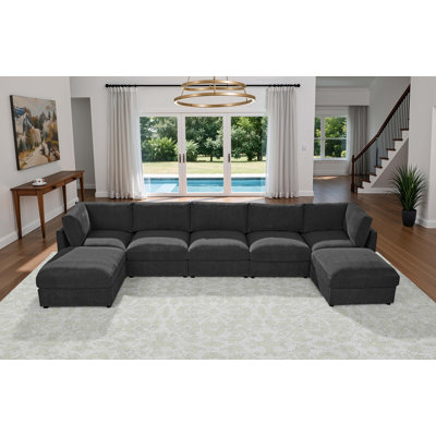 Canapé modulaire rembourré en velours côtelé