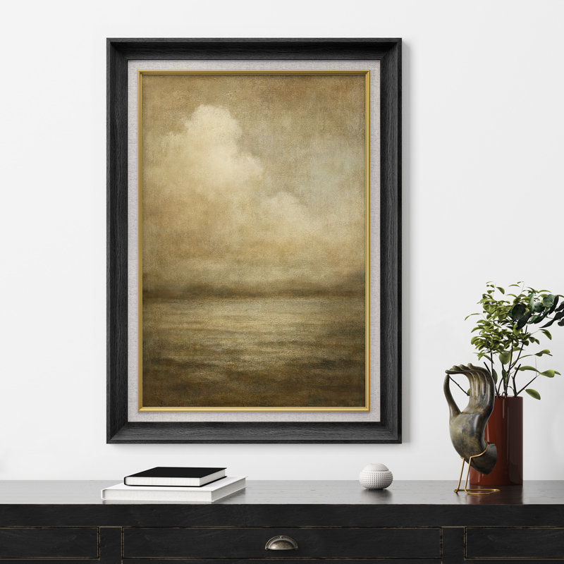 Œuvre encadrée de qualité supérieure - impression de paysage rétro pour décor de salon - 26 po x 36 po, Noir