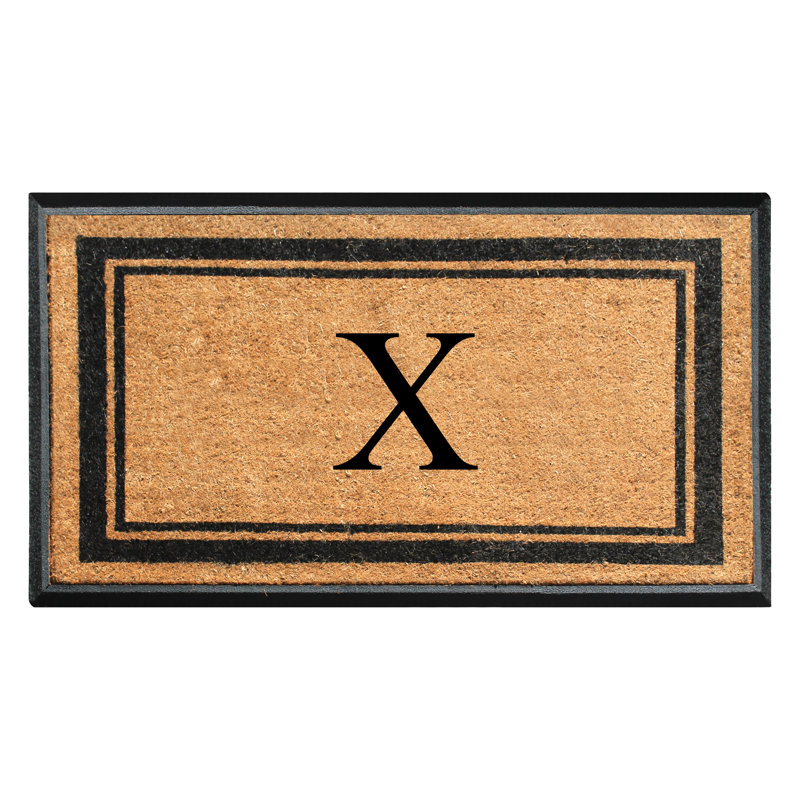 Tapis de porte en fibre de coco monogrammé l 30 po x L 48 po Butters, X