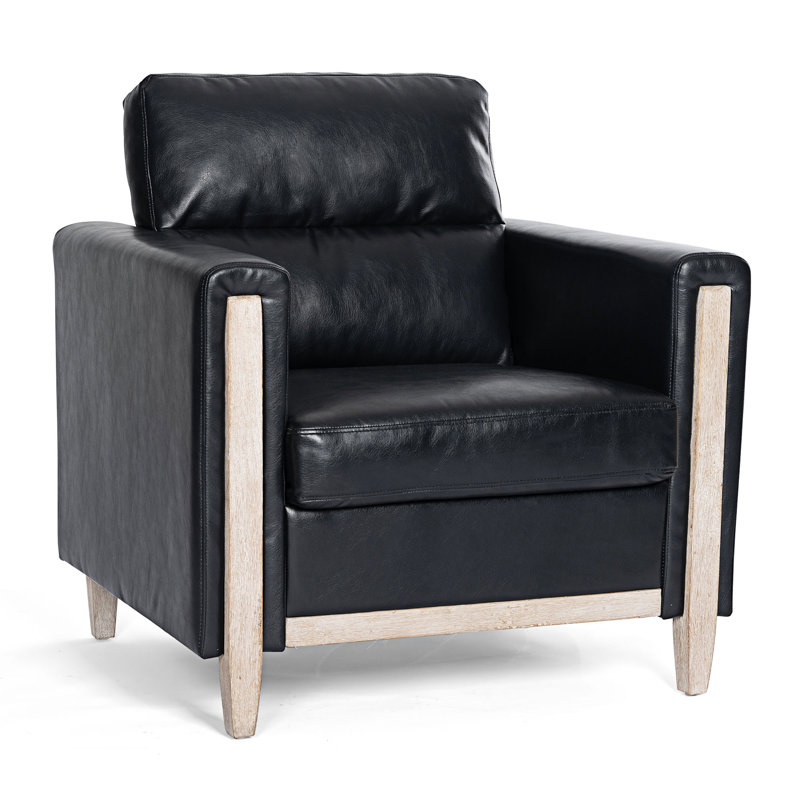 Chaise d'appoint rembourrée Rashieka, Similicuir noir