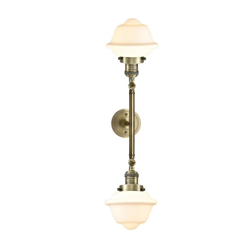 Gebhart 2 - Light Dimmable Vanity Light, Antique Brass, 60 Watt Vintage Incandescent Bulb, Matte White Cased