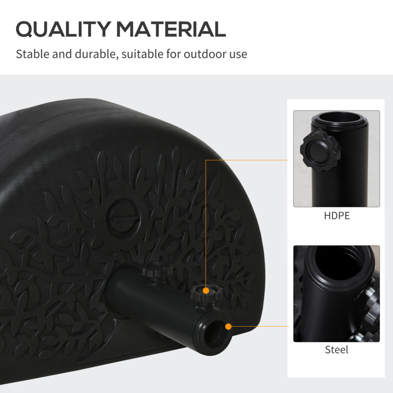 Black Metal Half Round Patio Umbrella Base Stand Holder