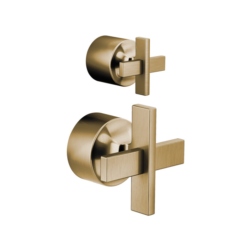 Levoir® Pressure Balance Valve with Integrated 3-Function Diverter Trim, Cross, Luxe Gold