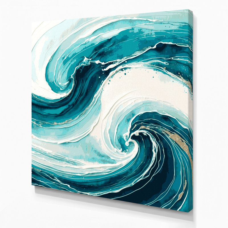 Art mural sur toile bleu, H 32 po x l 32 po