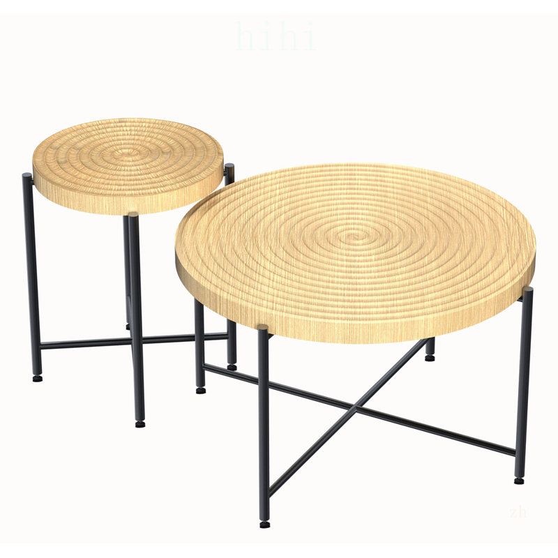 Ensemble de table basse et de table de bout 2 pièces Radial, Bois brun foncé